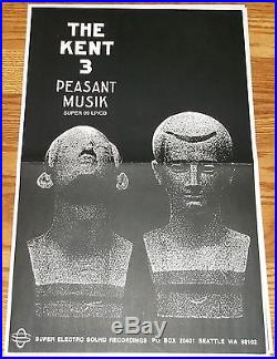 The Kent 3 Peasant Music concert original promo poster Art Chantry