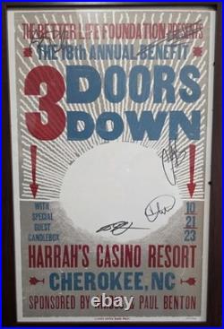 This is a framed, signed concert poster from 3 Doors Down's 18th Annual