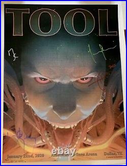 Tool signed poster dallas concert 2020 tour group autographed full maynard sig