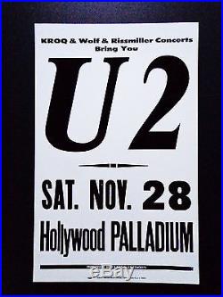 U2 At The Hollywood Palladium Original Vintage Rock Concert Promotion Poster