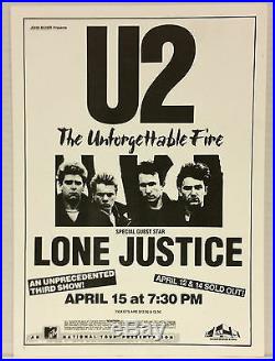 U2 Lone Justice Original 1985 Unforgettable Fire Concert Poster