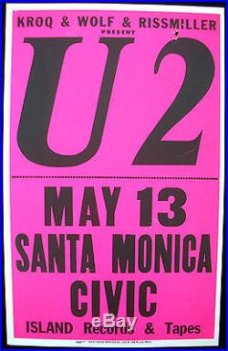 U2 Santa Monica Civic 1981 US Original Cardboard Boxing Style Concert POSTER