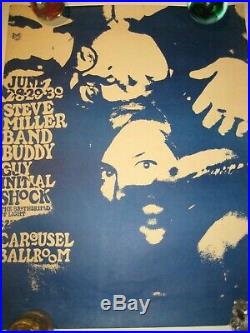 Ultra Rare 1968 Original Vintage Steve Miller Band, Buddy Guy Concert Poster