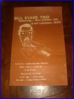 Ultra Rare BILL EVANS TRIO at NTSU Denton, TEXAS November 1979 CONCERT POSTER