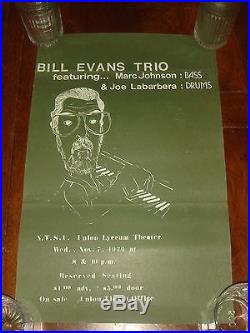 Ultra Rare BILL EVANS TRIO at NTSU Denton, TEXAS November 1979 CONCERT POSTER