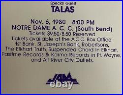 VAN HALEN with TALAS 1980 poster Notre Dame ACC So Bend Indiana concert original