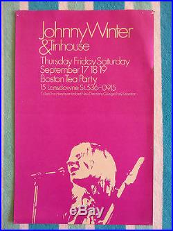 VINTAGE 1970 JOHNNY WINTER & TINHOUSE BOSTON TEA PARTY CONCERT POSTER Sept 17-19