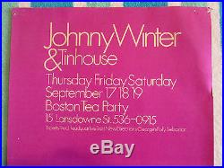VINTAGE 1970 JOHNNY WINTER & TINHOUSE BOSTON TEA PARTY CONCERT POSTER Sept 17-19