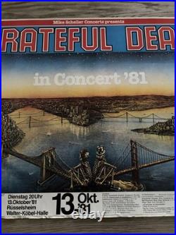 VINTAGE GRATEFUL DEAD IN CONCERT 1981 GERMANY ORIGINAL POSTER 24 x 33 1/2 RARE