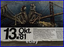 VINTAGE GRATEFUL DEAD IN CONCERT 1981 GERMANY ORIGINAL POSTER 24 x 33 1/2 RARE