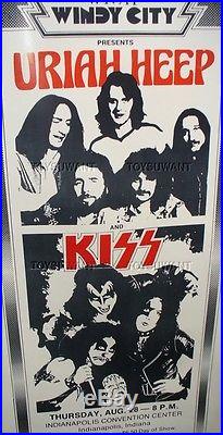 Vintage Original Concert Poster Windy City Uriah Heep Kiss Indianapolis 1975 Old
