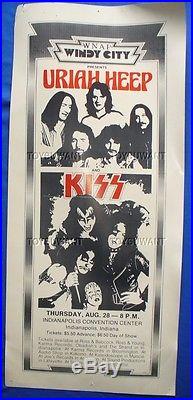 Vintage Original Concert Poster Windy City Uriah Heep Kiss Indianapolis 1975 Old
