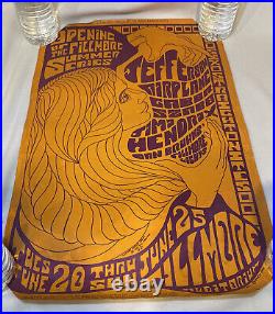 VTG 1967 Original 14x22 Fillmore Jimi Hendrix Jefferson Airplane Concert Poster