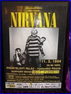 Very Rare 1994 Nirvana Concert Poster March 11 Prague Czech Cancelled Show Oop