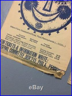 Vintage 1965 4th Annual Philadelphia Folk Festival Concert Poster
