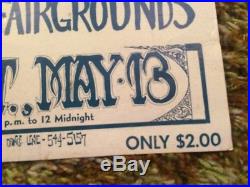 Vintage 1967 Iron Butterfly Count Five Concert Poster Santa Rosa Fairgrounds