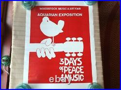 Vintage 1969 Woodstock Rock Festival Music And Art Fair Concert Poster 19 x 25