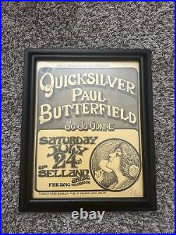 Vintage 1970 Quicksilver Paul ButterField Randy Tuten concert art poster MINT