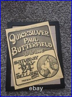 Vintage 1970 Quicksilver Paul ButterField Randy Tuten concert art poster MINT