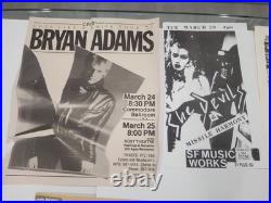 Vintage 1980s LA/San Fran Concert Poster Lot Chuck Berry, Bryan Adams Etc