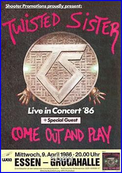 Vintage 1986 Twisted Sister Come Out And Play Essen Live Concert Poster 32 x 23