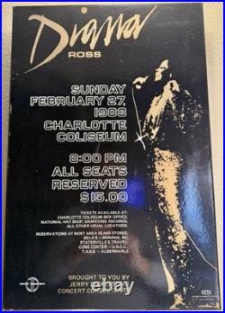 Vintage & Authentic Mounted 1983 Diana Ross Charlotte Coliseum Concert Poster