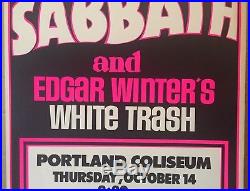 Vintage Black Sabbath Edgar Winter White Trash 1971 Concert Poster Portland OR