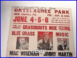 Vintage Bluegrass Concert Poster Conway Twitty Rising Star 1971 Original Rare