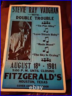 Vintage Concert Poster Stevie Ray Vaughan With Double Trouble