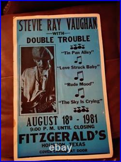 Vintage Concert Poster Stevie Ray Vaughan With Double Trouble
