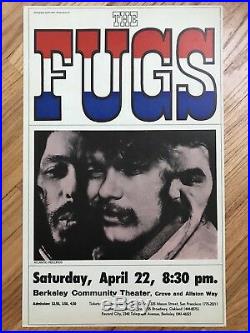 Vintage Original 1967 The Fugs Berkeley Concert Boxing Style Poster EX Rock Roll