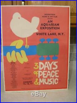 Vintage Original 1969 Woodstock Rock Concert Poster (guaranteed)