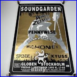 Vintage SOUNDGARDEN 1995 Stockholm Concert Tour Poster White Zombie Blind Melon