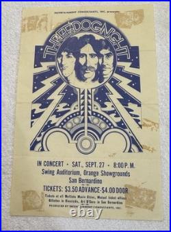 Vintage Three Dog Night Concert Poster Handbill Swing Aud. San Bernardino