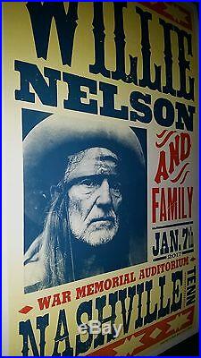 WILLIE NELSON HATCH SHOW PRINT #/100 Nashville WAR MEMORIAL Concert Poster 2017