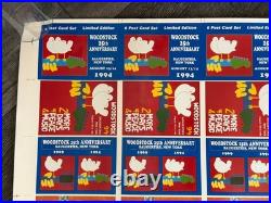 WOODSTOCK 1994 Vintage Poster Uncut Sheet Concert Postcard Set Proof 25x38