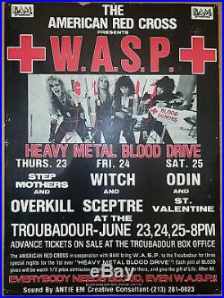 W. A. S. P. Original 1983 Throubadour Club Concert Poster