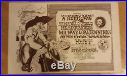 Waylon Jennings Armadillo World Headquarters original concert poster June 9 1974