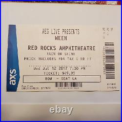 Ween Red Rocks Amphitheater 2017 Concert Poster Ticket Stub Signed Autograph