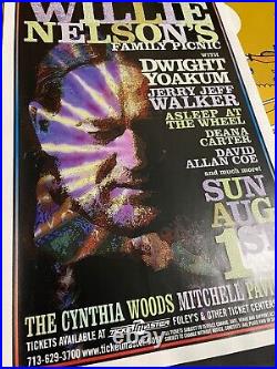 Willie Nelson Dwight Yoakum Original 1999 Concert Poster Uncle Charlie Signed