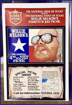 Willie Nelson Haggard Price Tubb RARE 1980 July 4 Family Picnic Concert Poster