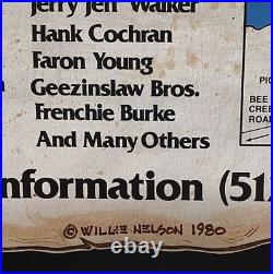 Willie Nelson Haggard Price Tubb RARE 1980 July 4 Family Picnic Concert Poster