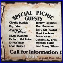 Willie Nelson Haggard Price Tubb RARE 1980 July 4 Family Picnic Concert Poster