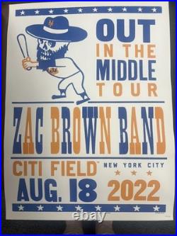 Zac brown band citi field 2022 out in the middle tour concert poster (no frame)